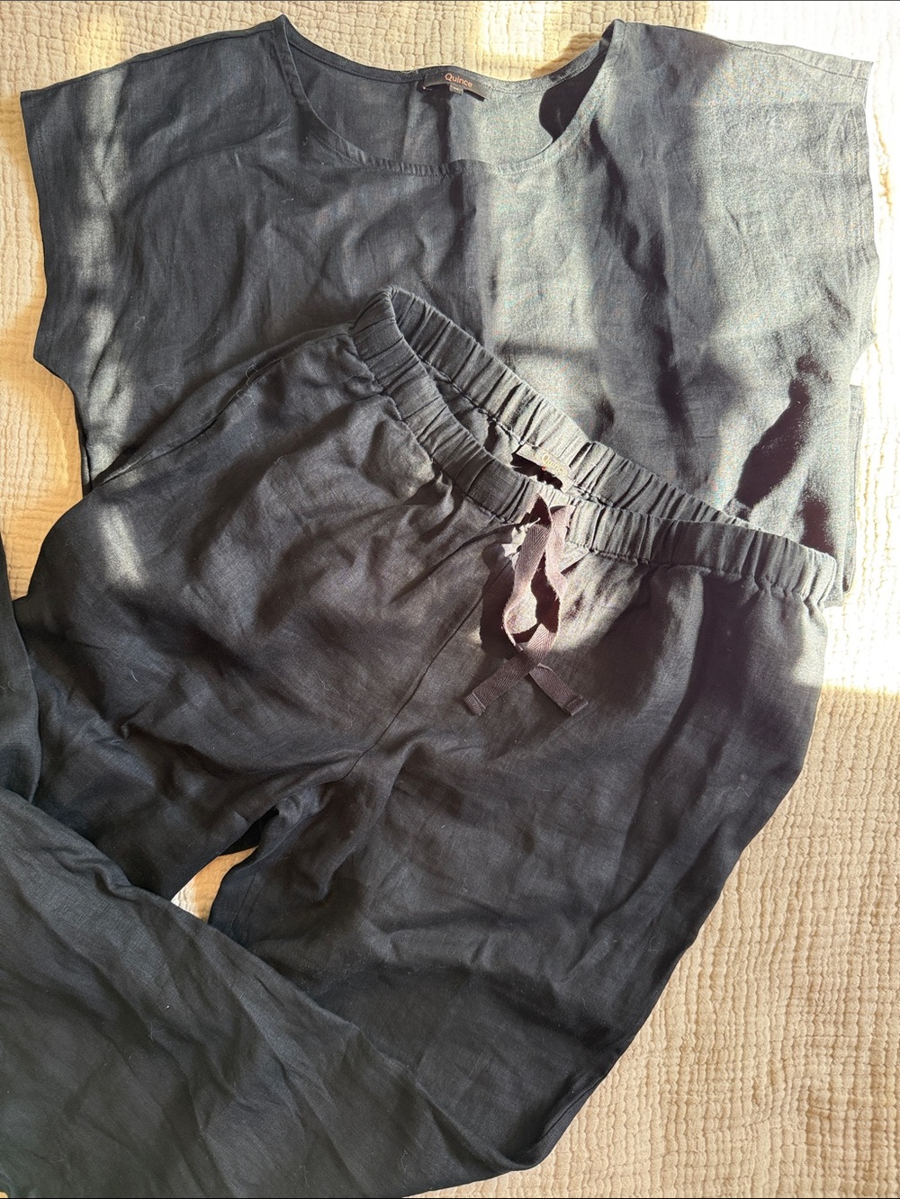 Women’s Quince Black Linen Pant & Matching Top -Comfortable Casual Fit M